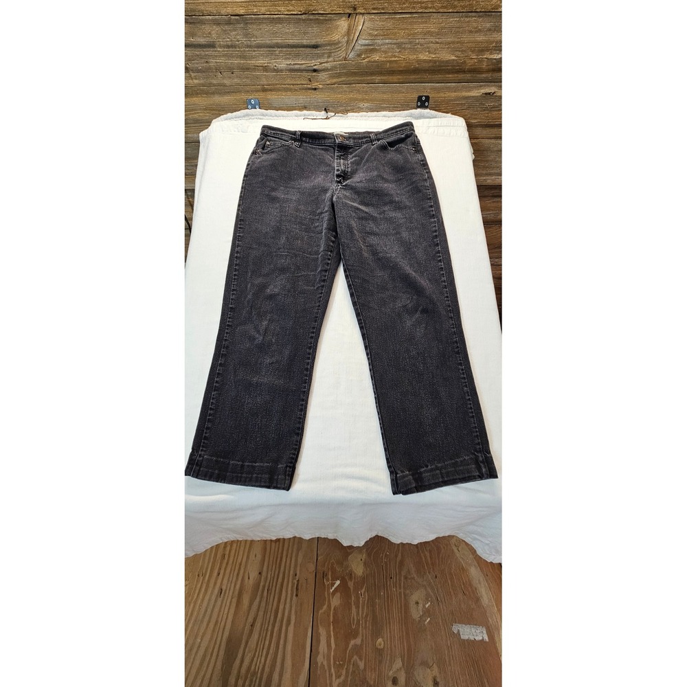 Lee Relaxed Straight Leg Jeans Womens 16 Long Black Faded Denim 3051802